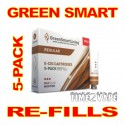 SUPER E-CIG GREEN SMART REGULAR REFILLS 5-PACK