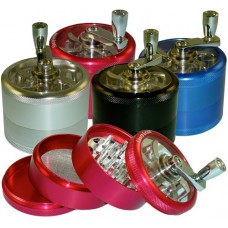 TOBACCO GRINDER 4-PART WITH HANDLE - 2.5"